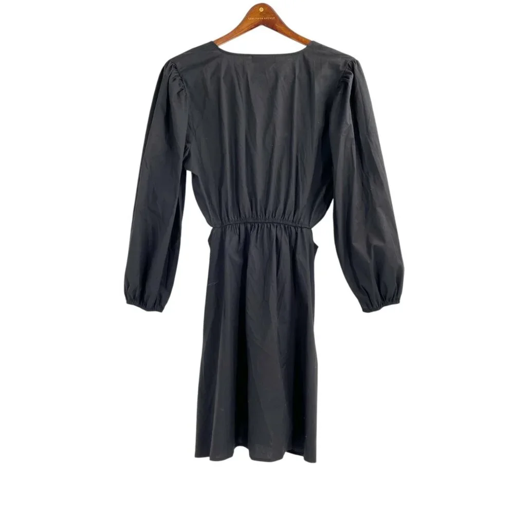 House of Harlow 1960 Black O-Ring Cutout Dress Womens Large LBD Puff Sleeves - Picture 3 of 8